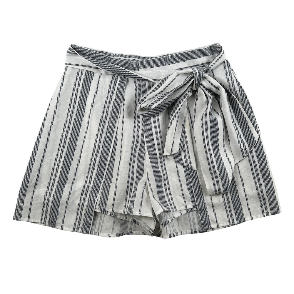 American Threads Skort Womens Medium White Striped Wrap Belted Pleated Summer